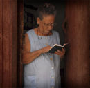 Old woman in a doorway